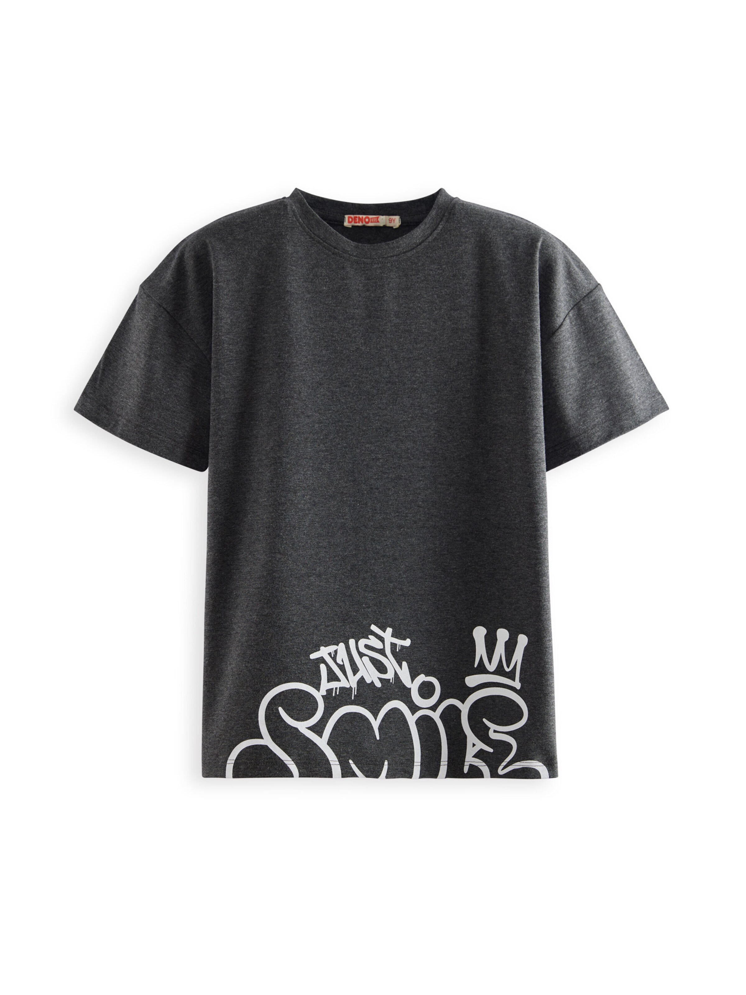 T-Shirt 'Just Smile' Denokids en gris