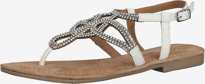 LAZAMANI T-Bar Sandals in Silver / White, Item view