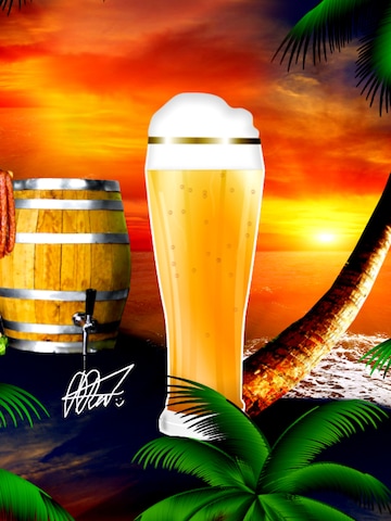 Hawaiihemdshop.de Regularny krój Koszula 'Hawaiihemd "Beer in Paradise"' w kolorze pomarańczowy