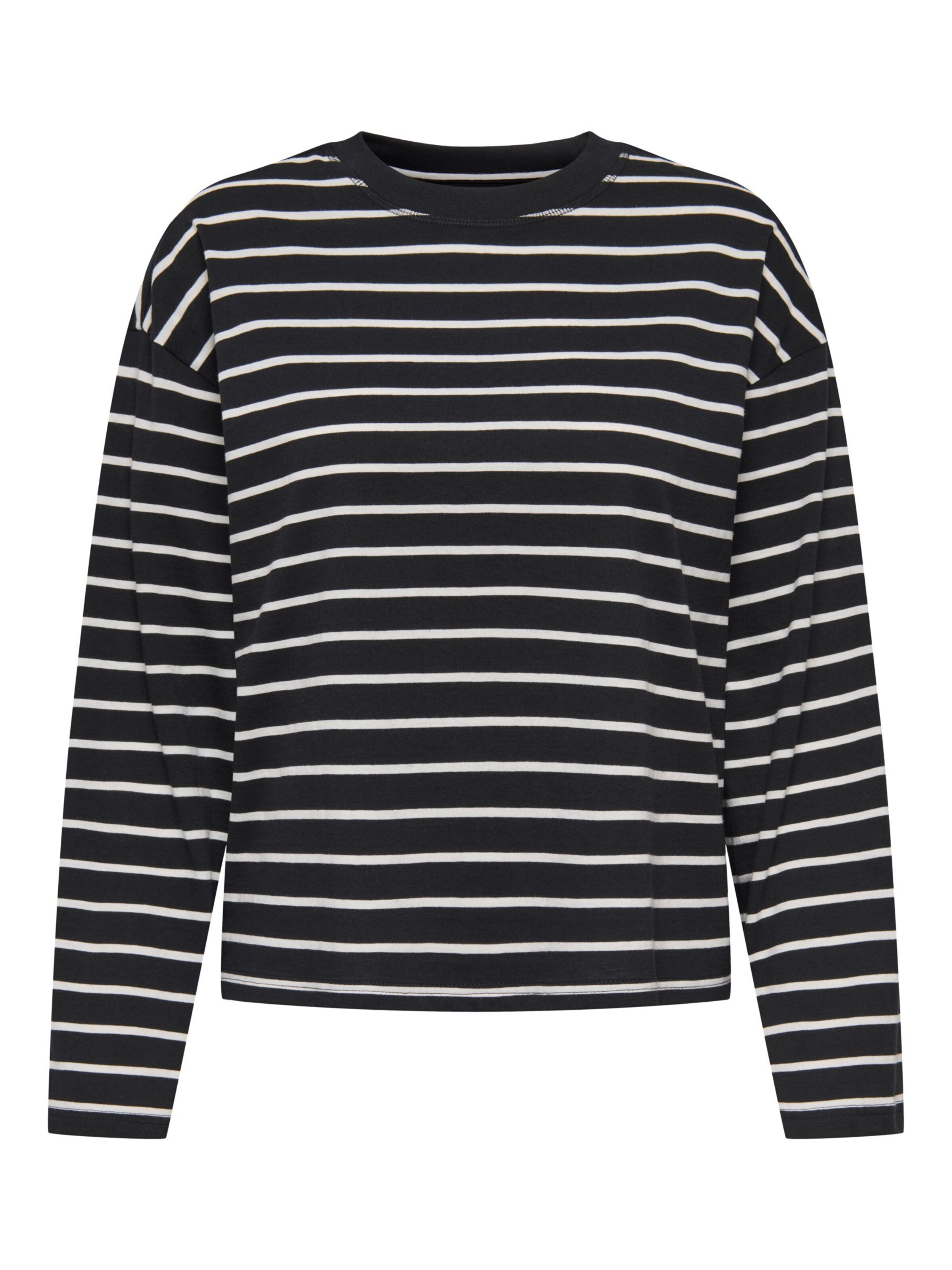 ONLY Shirt 'HAPPY' in M in de kleur Zwart / Wit, Productweergave