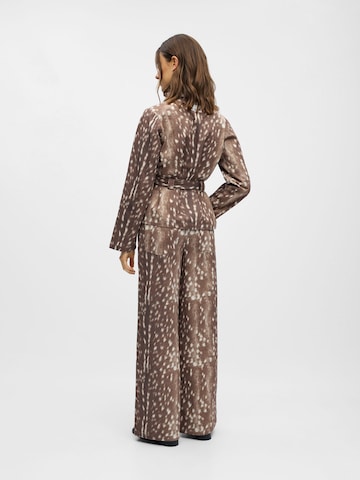 OBJECT Wide leg Trousers 'OBJBELMA' in Brown