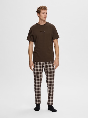 Pyjama long SELECTED HOMME en marron : devant