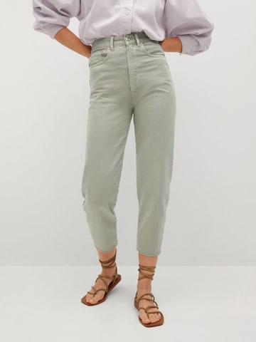 MANGO Tapered Jeans 'Village' in Groen: voorkant