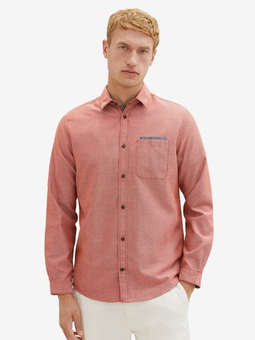 TOM TAILOR Regular fit Button Up Shirt in Red: front