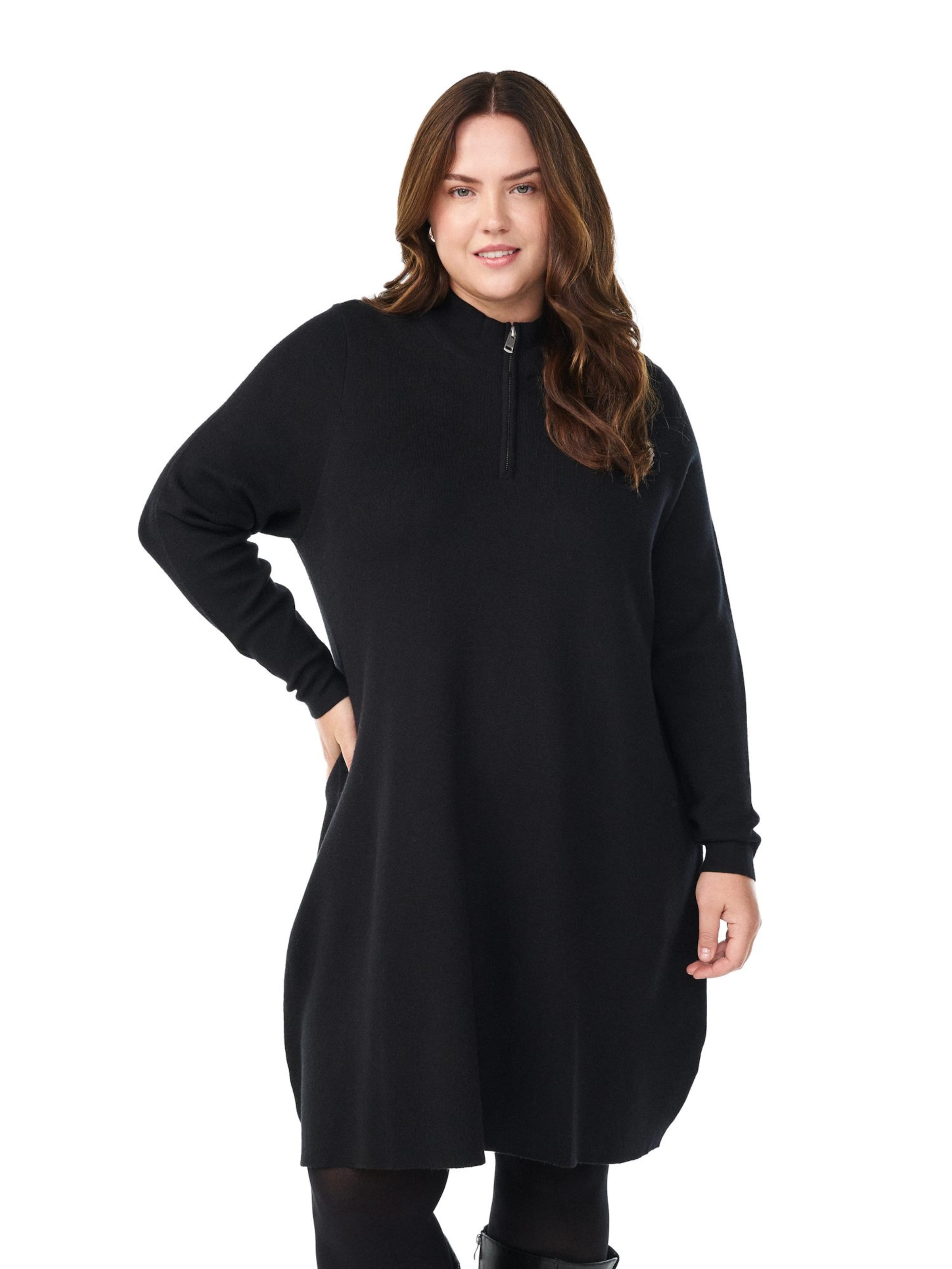 Zizzi Трикотажное платье 'MZOE' в Черный: спереди