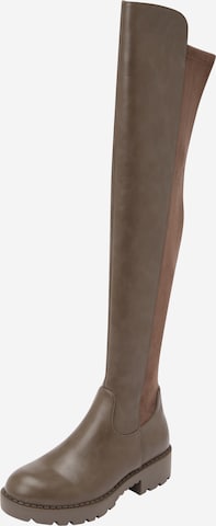 BUFFALO Over the Knee Boots 'Mireya' in Grey: front