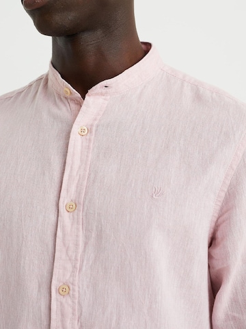 WE Fashion Slim fit Button Up Shirt in Pink