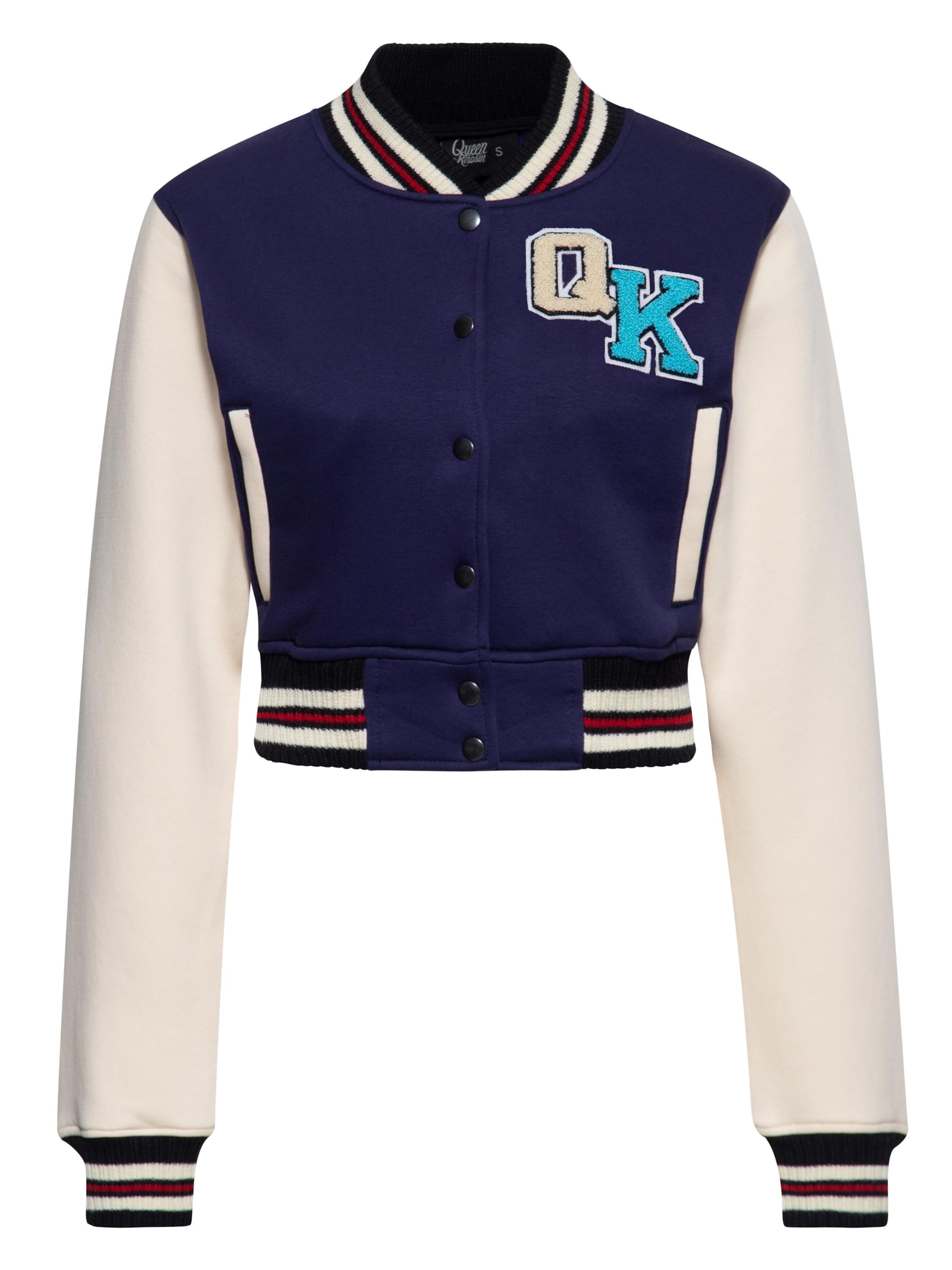 Queen Kerosin Between-Season Jacket 'Dolce Far Niente' in Blue: front