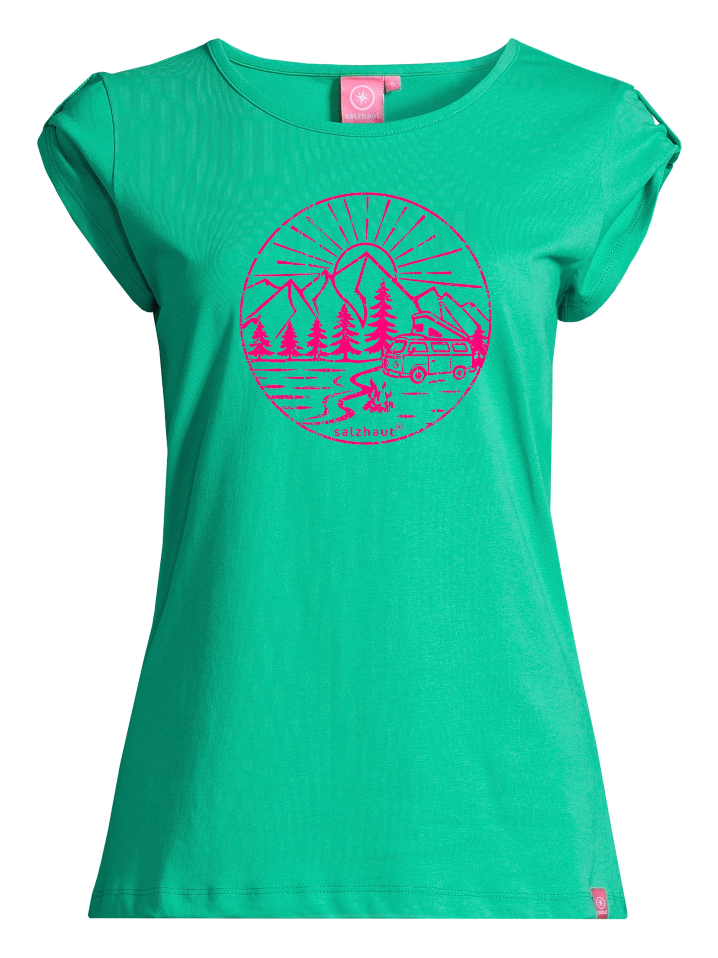 T-shirt 'BIIKE - CAMPER' salzhaut en vert : devant