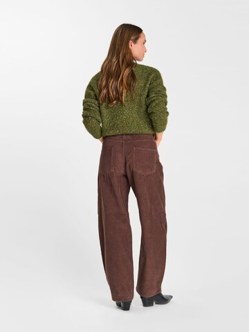 Wide Leg Pantalon chino Le Temps Des Cerises en marron : derrière