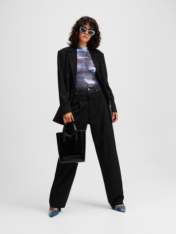 KARL LAGERFELD JEANS Top ' MESH-TOP MIT GLITCH-PRINT ' | črna barva
