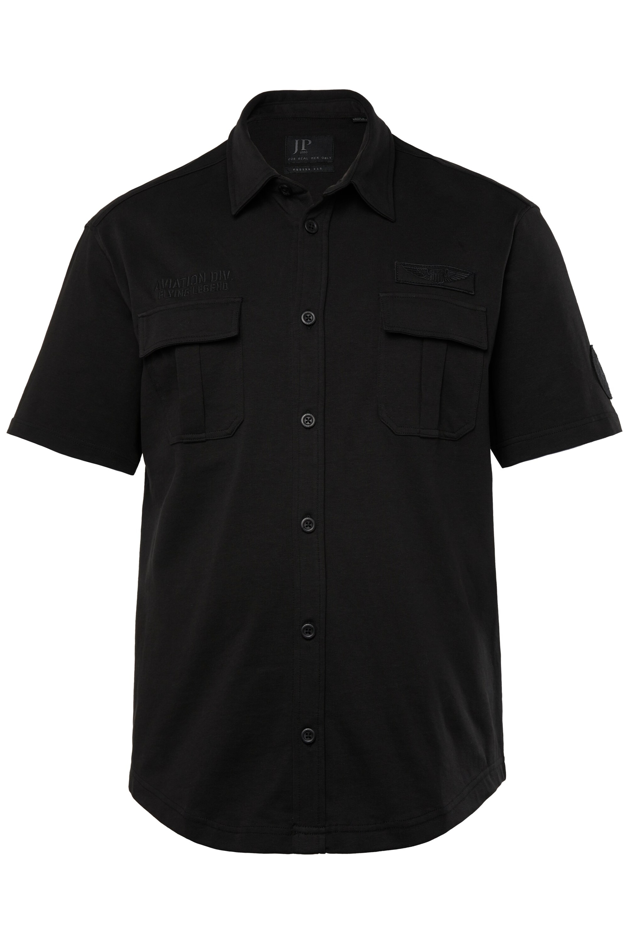 JP1880 Regular fit Overhemd in Zwart: voorkant