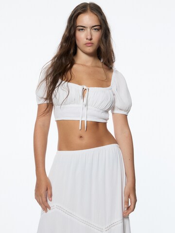 Pull&Bear Bluza | bela barva: sprednja stran