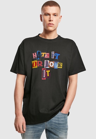 MT Upscale Shirt 'Hate it or Love it' in Zwart: voorkant