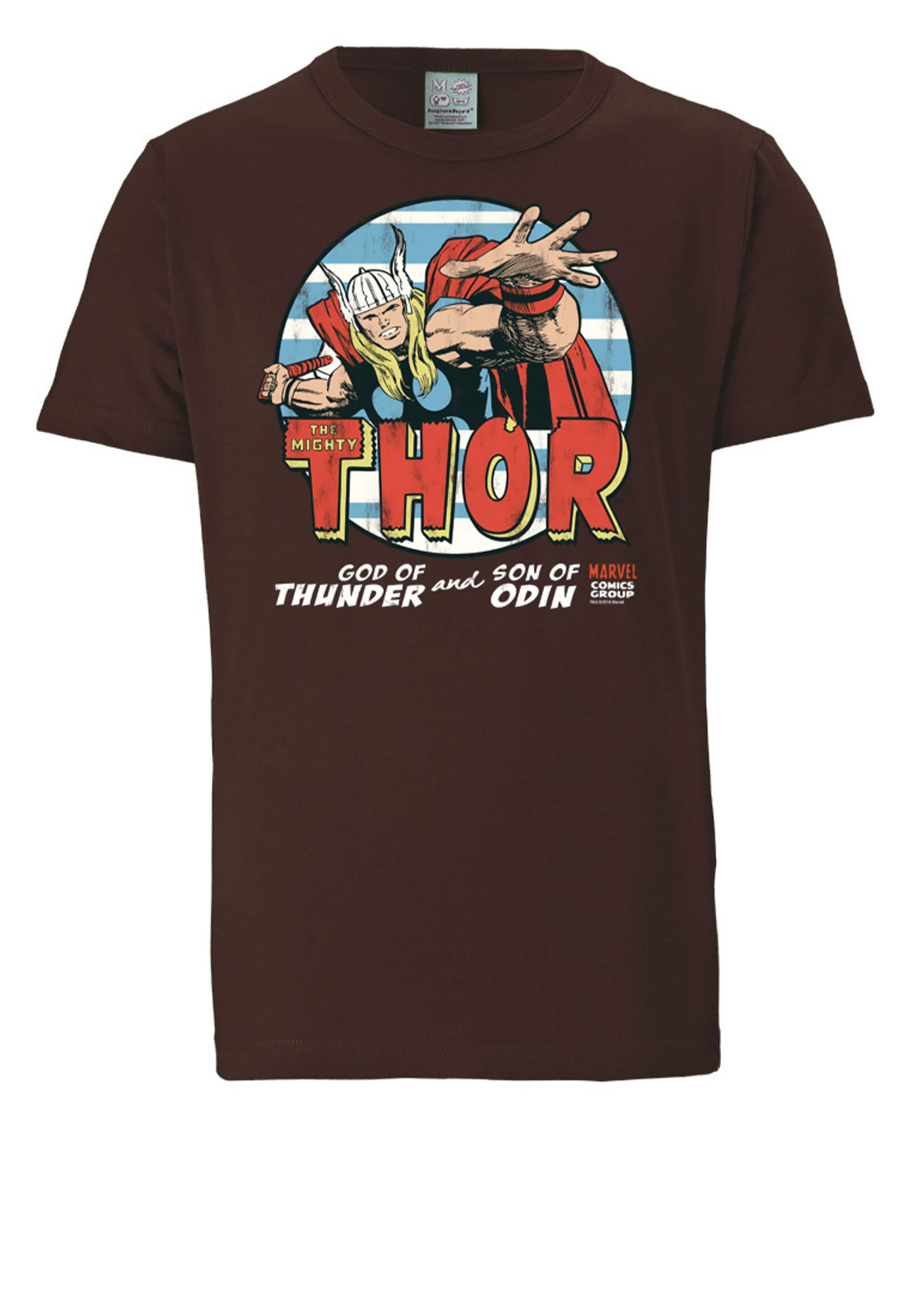 LOGOSHIRT T-Shirt 'Marvel - Mighty Thor' in Braun: Vorderseite