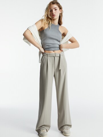 Pull&Bear Wide Leg Hose in Grau