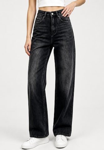 Wide leg Jeans di Elara in nero: frontale