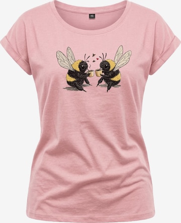 MAKAYA Shirt 'Kaffeeklatsch' in Pink: front