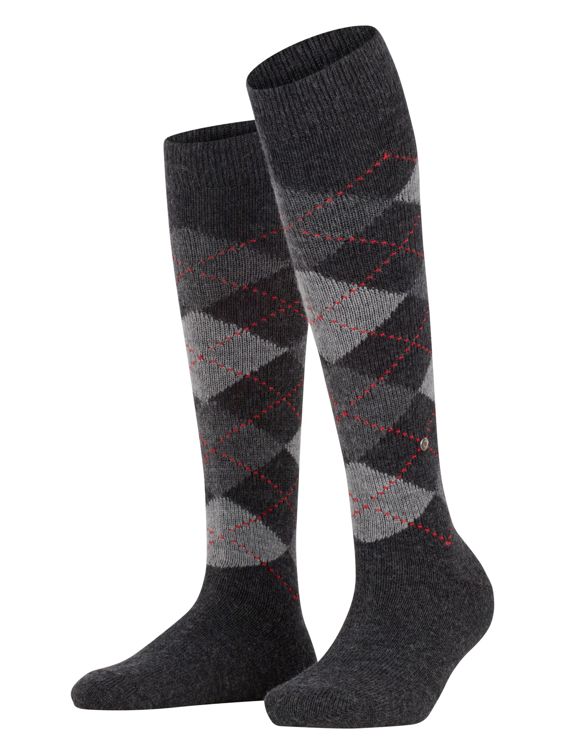 BURLINGTON Over the Knee Socks 'Whitby' in Grey: front