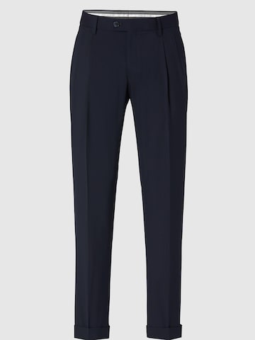 Hiltl Slim fit Pleat-Front Pants 'Tarmac U - Super 120's Two Ply Tropical' in Blue: front