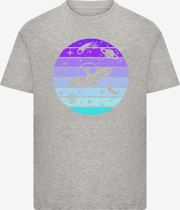 T-Shirt 'Retro Alien Weltraum Sonnenuntergang' F4NT4STIC en gris : devant