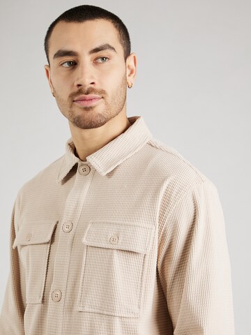 ABOUT YOU x Kevin Trapp Regular fit Button Up Shirt 'Nick' in Beige