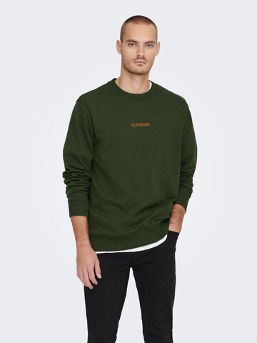 Only & Sons Sweatshirt 'ELON' in Groen: voorkant