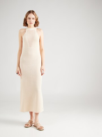 TOMMY HILFIGER - Vestido de punto 'Crochet' en beige: frente