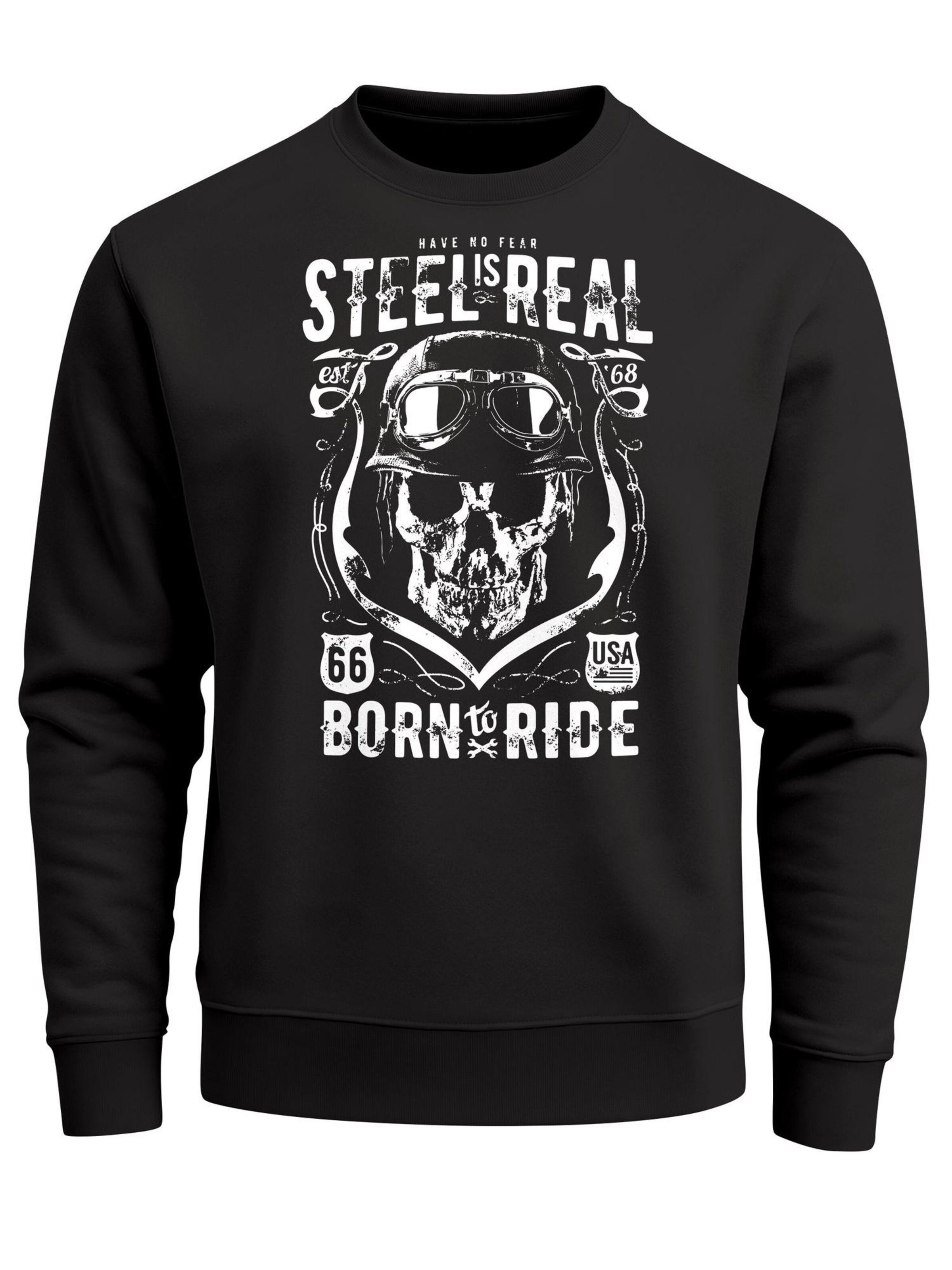 Neverless Sweatshirt 'Steel is Real' in Black: front