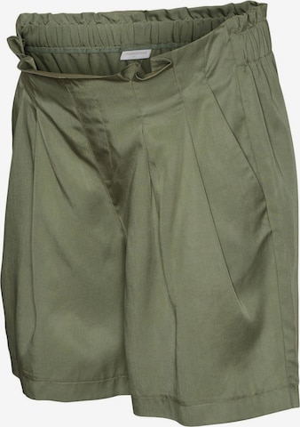 MAMALICIOUS Regular Pleat-Front Pants 'TECA' in Green: front