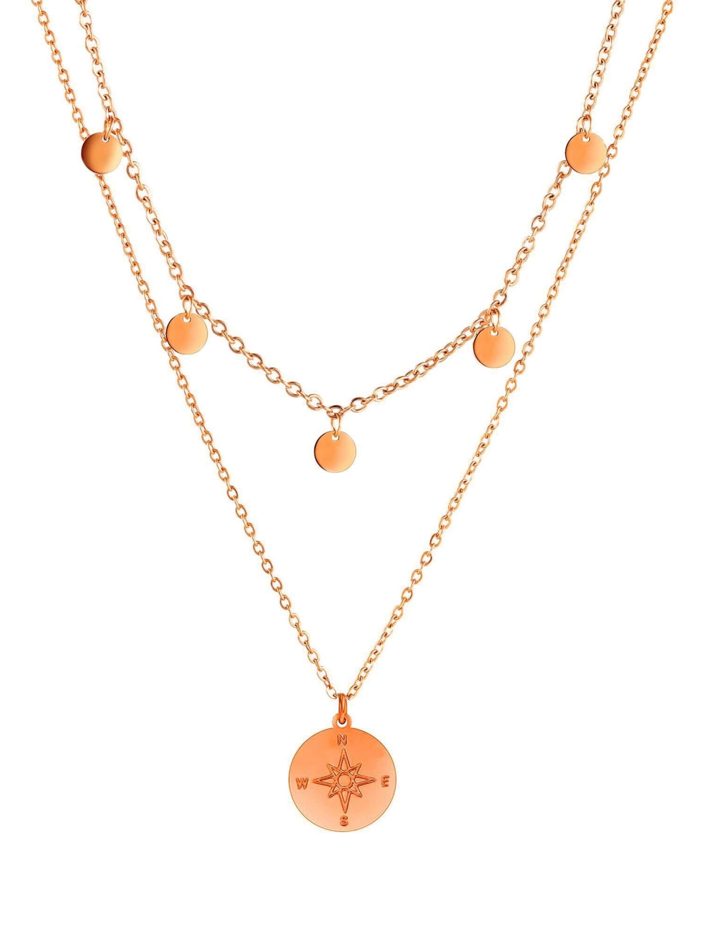 Kim Johanson Jewelry Set 'Plättchen- & Kompassanhänger' in Gold: front