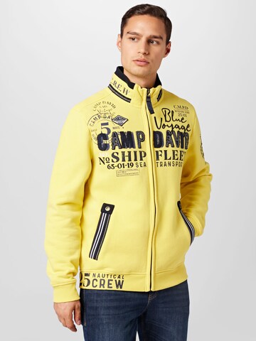 CAMP DAVID Zip-Up Hoodie in Yellow: front