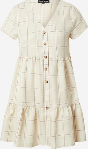 In The Style Shirt dress in Beige: front