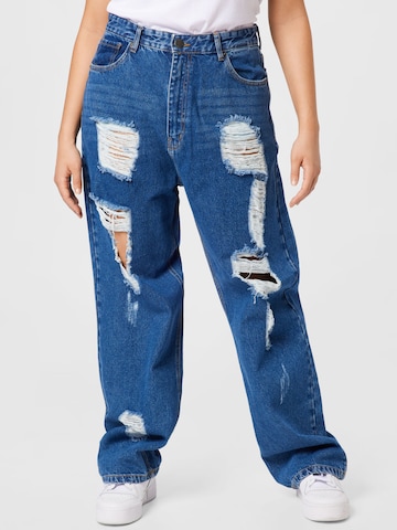 Nasty Gal Plus Wide leg Jeans in Blue: front