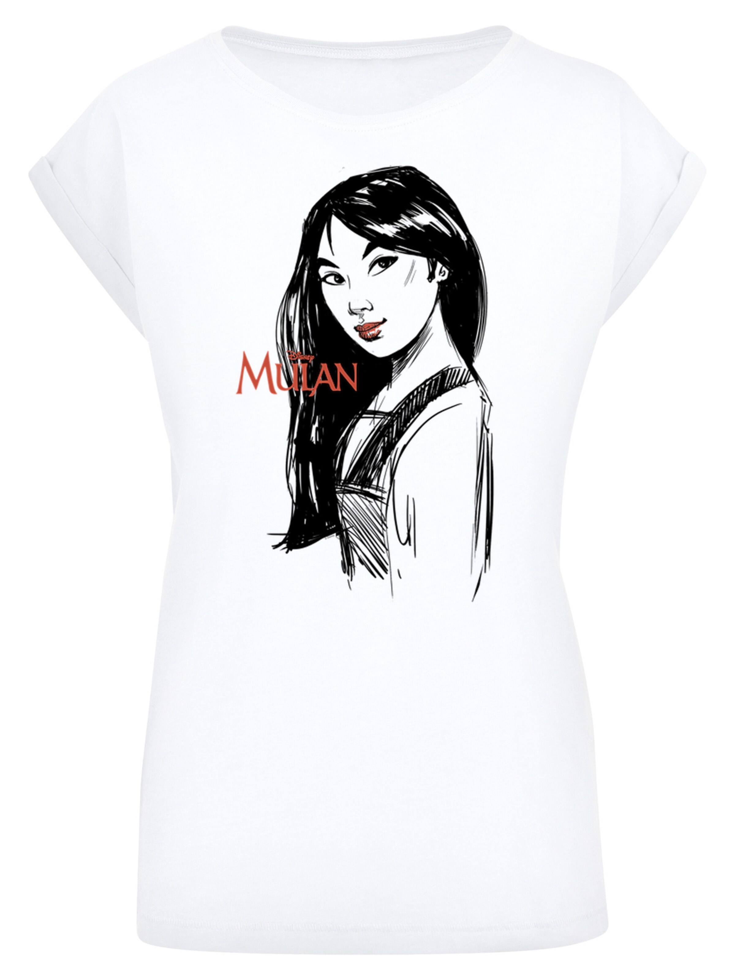 F4NT4STIC Shirt 'Mulan Sketch' in Wit: voorkant