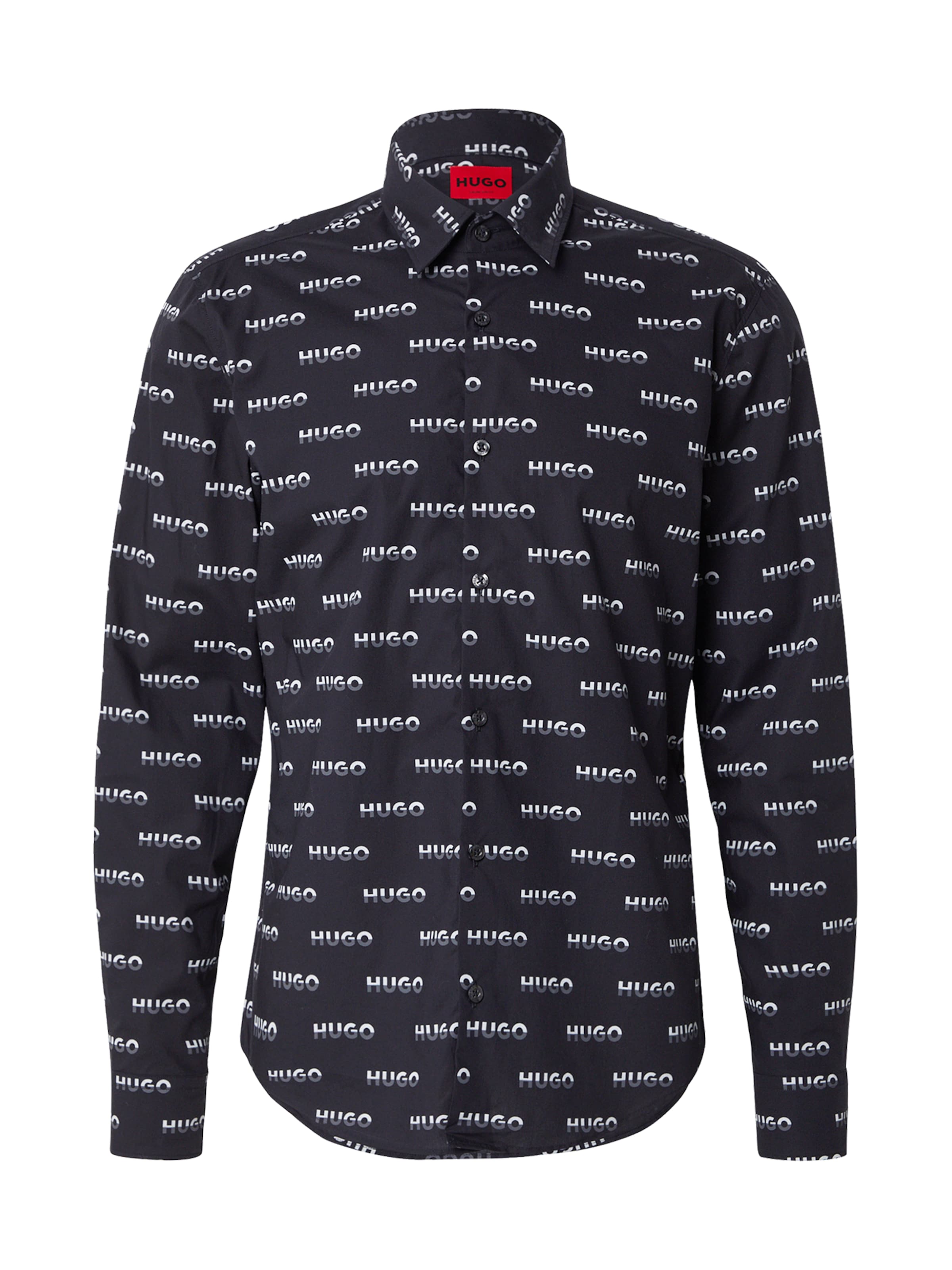 HUGO Regular fit Button Up Shirt 'Ermo' in Black: front