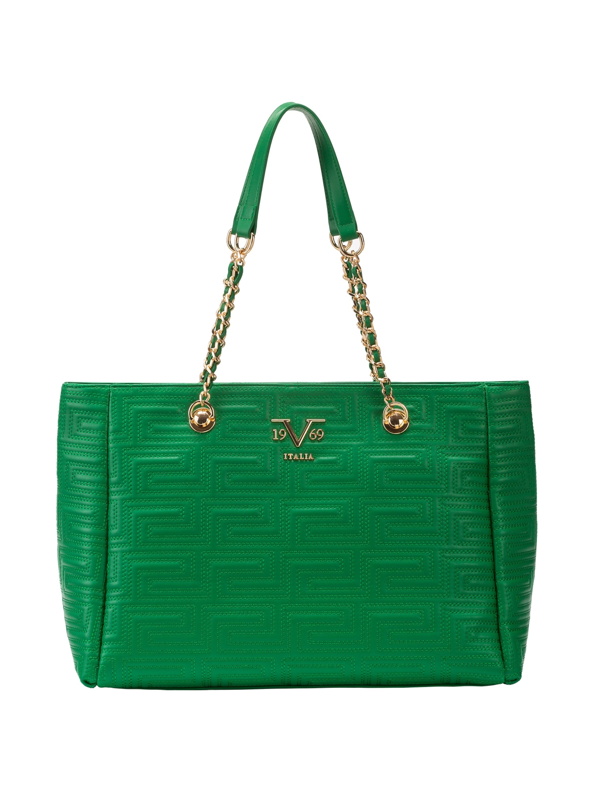 19V69 ITALIA Shopper 'Silvia' in One Size in de kleur Goud / Grasgroen, Productweergave