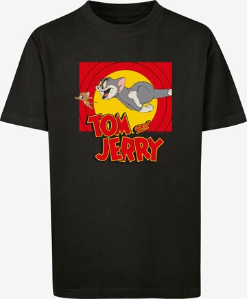 F4NT4STIC Shirt 'Tom And Jerry Chase Scene' in Zwart: voorkant