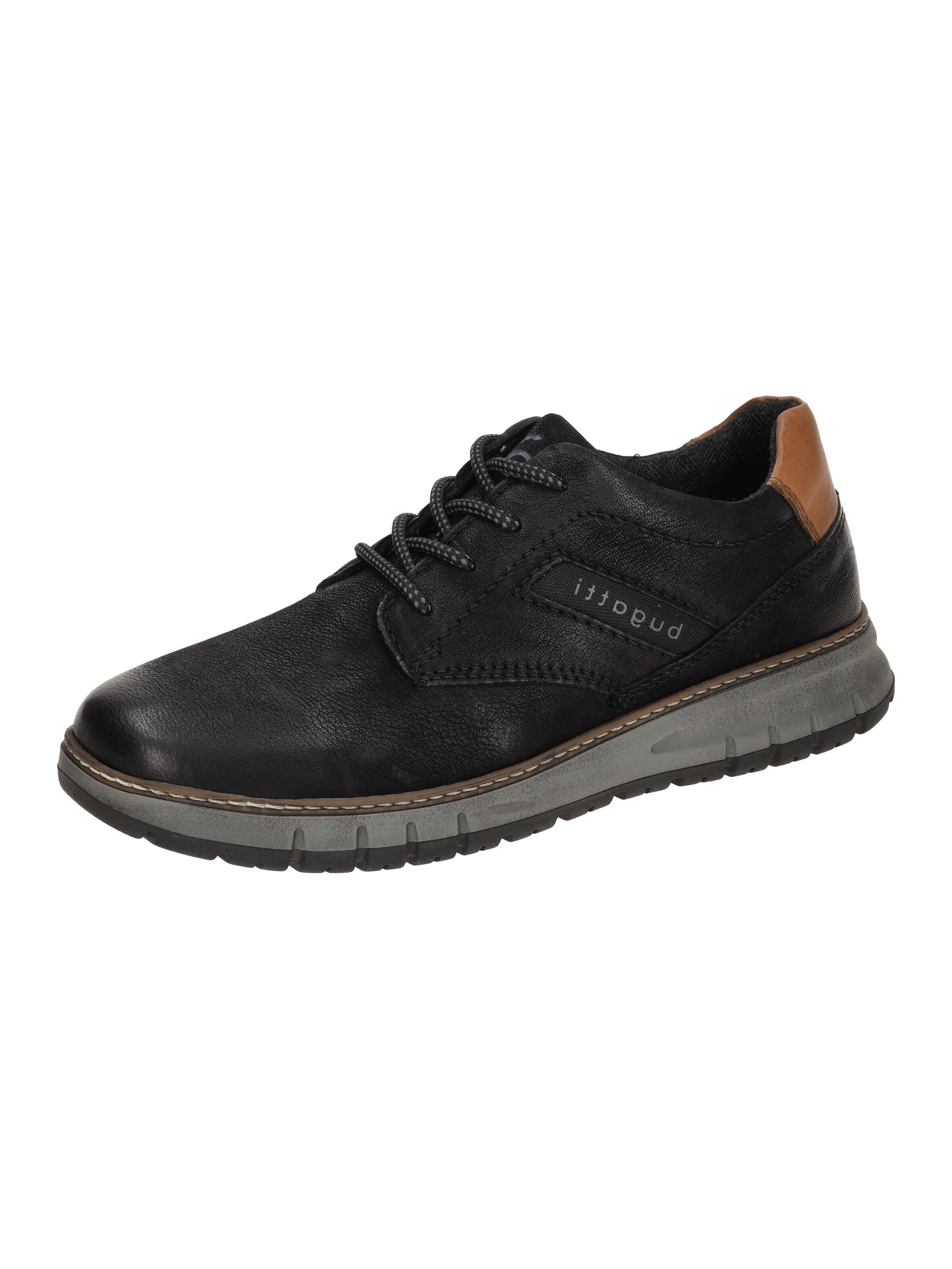 bugatti Lace-Up Shoes 'bugatti Quebec Schuhe Sneakers schwarz Leder AOP01' in Black: front