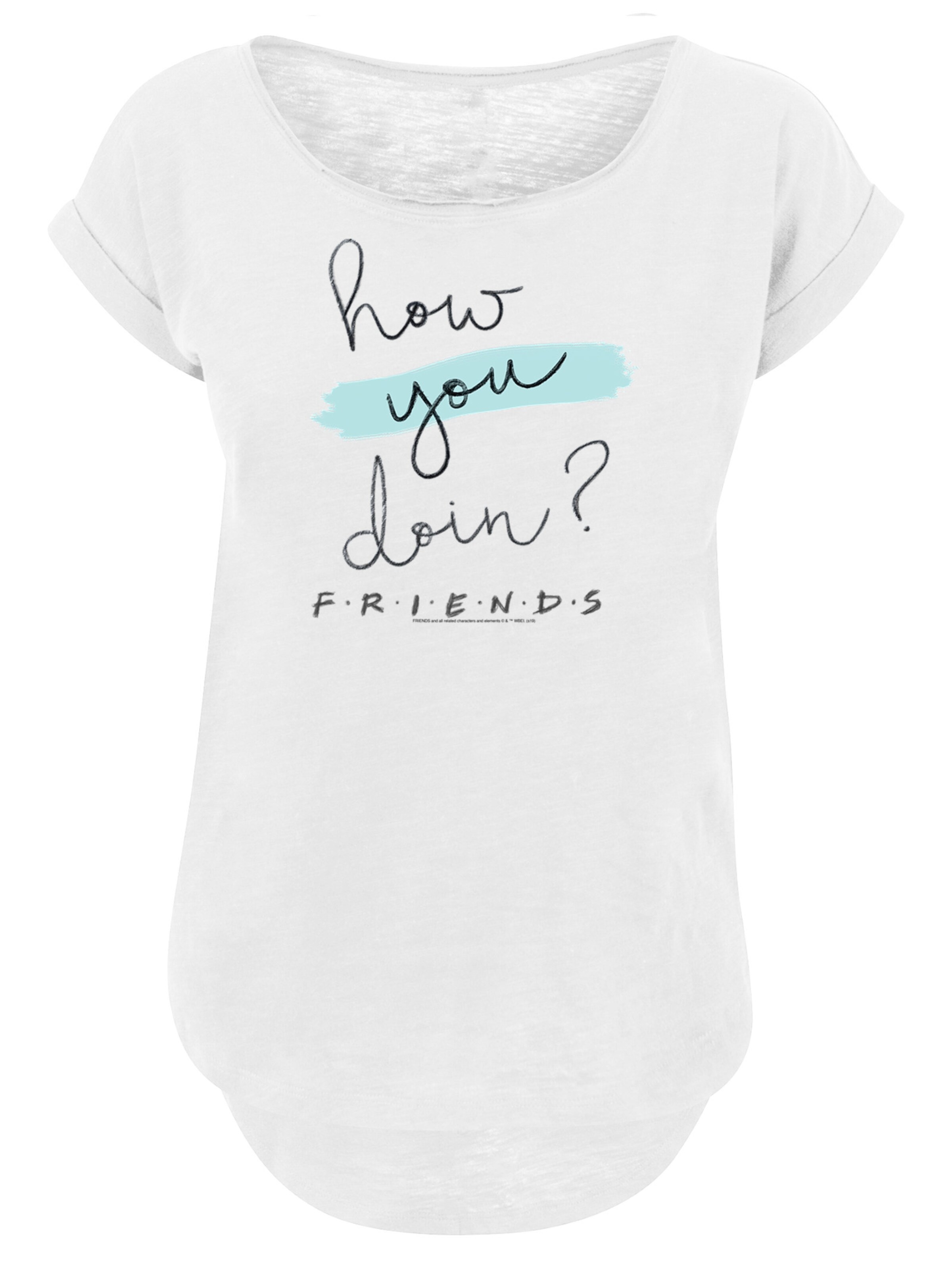T-shirt 'Friends How You Doin? Handwriting' F4NT4STIC en blanc : devant