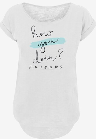 F4NT4STIC Shirt 'Friends How You Doin? Handwriting' in Wit: voorkant