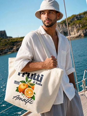 Neverless Beach Bag 'Frutti di italia' in Beige
