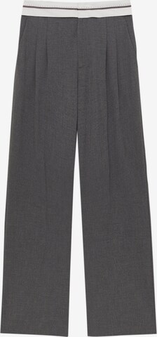 Pull&Bear Regular Plissert bukse i grå: forside