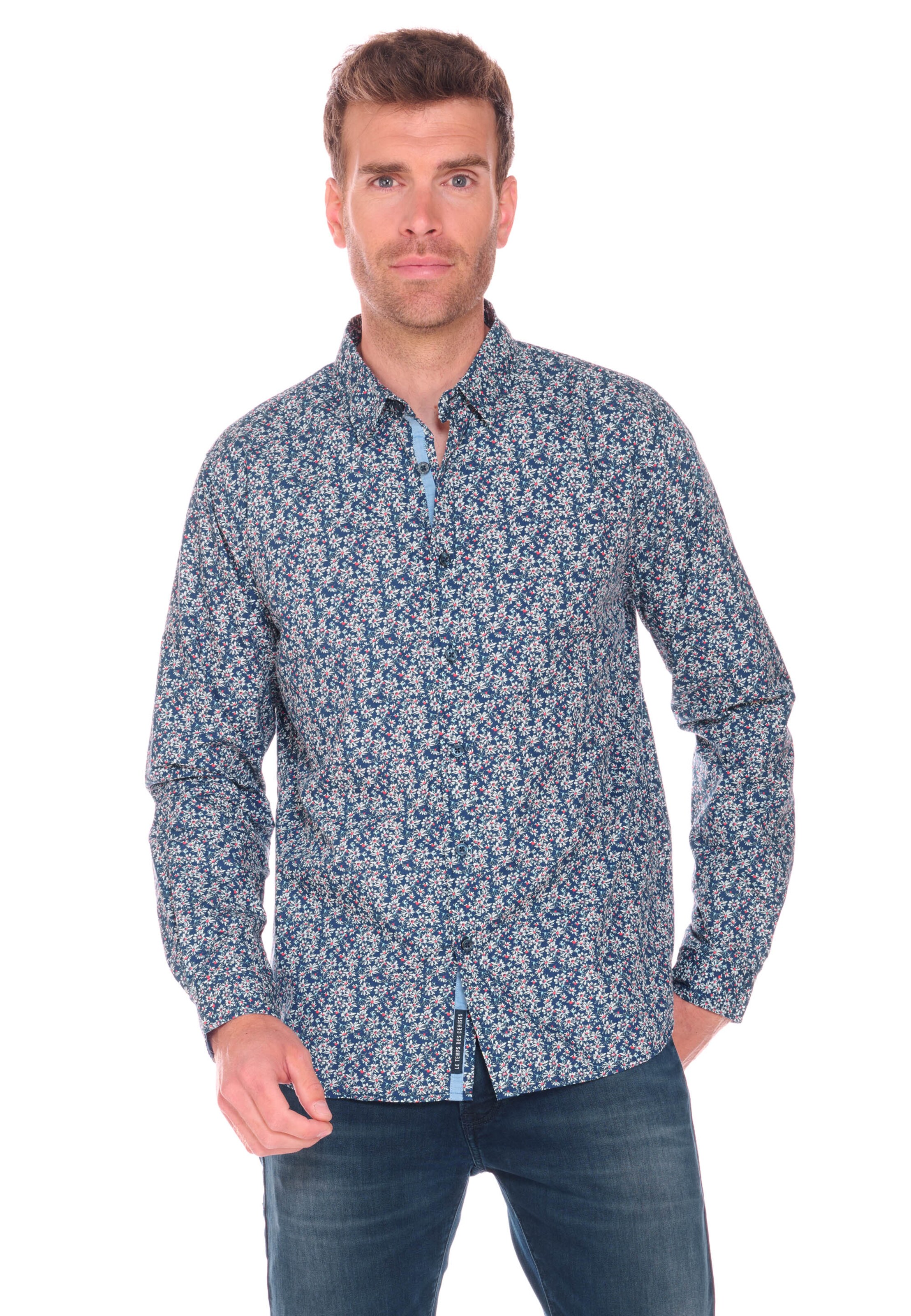 Le Temps Des Cerises Regular Fit Hemd 'Fusar' in Blau: Vorderseite