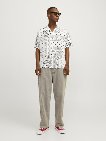JACK & JONES Comfort fit Button Up Shirt 'Hawaii' in White