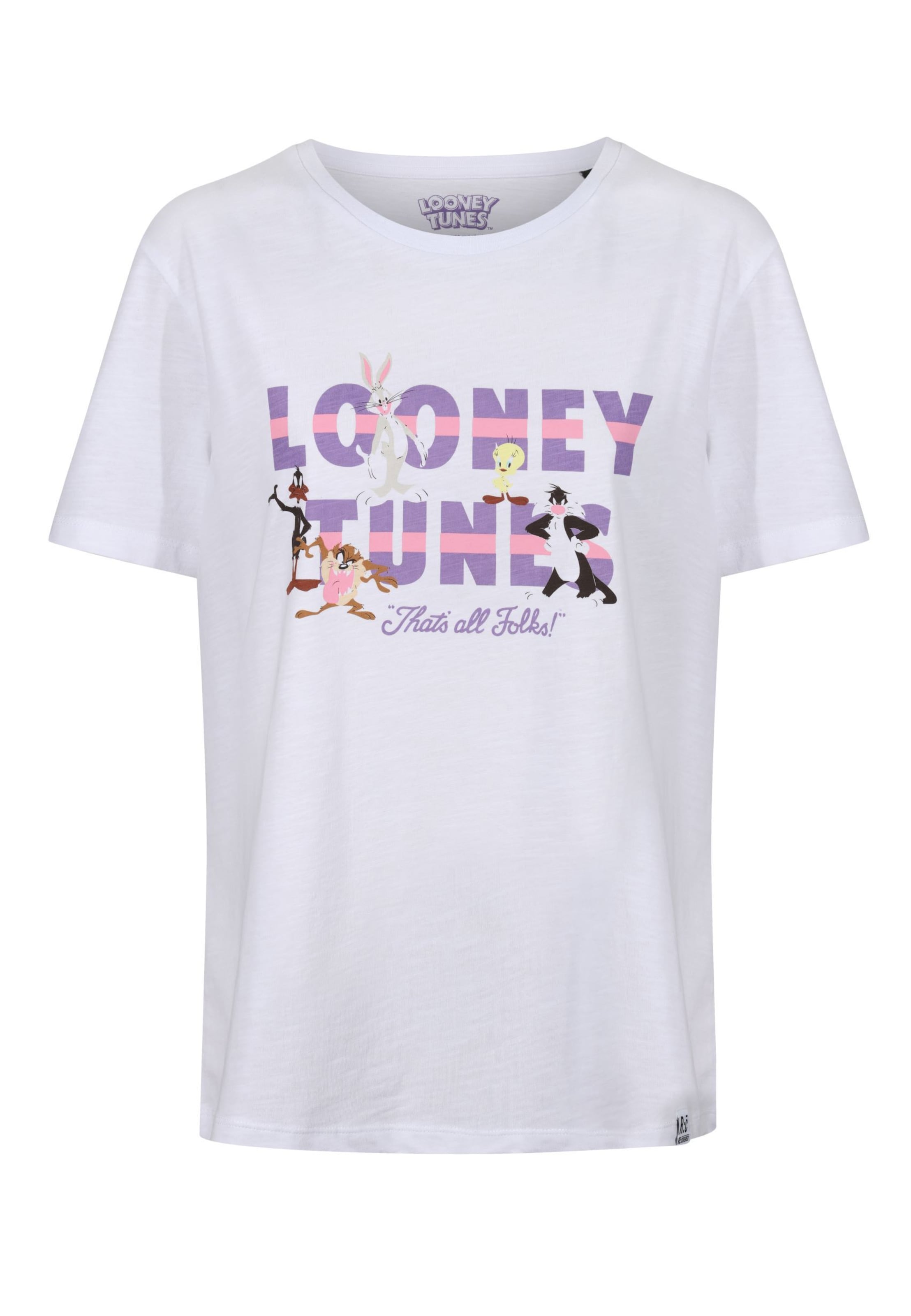Recovered Shirt 'Looney Tunes That'S All Folks' in de kleur Wit, Productweergave