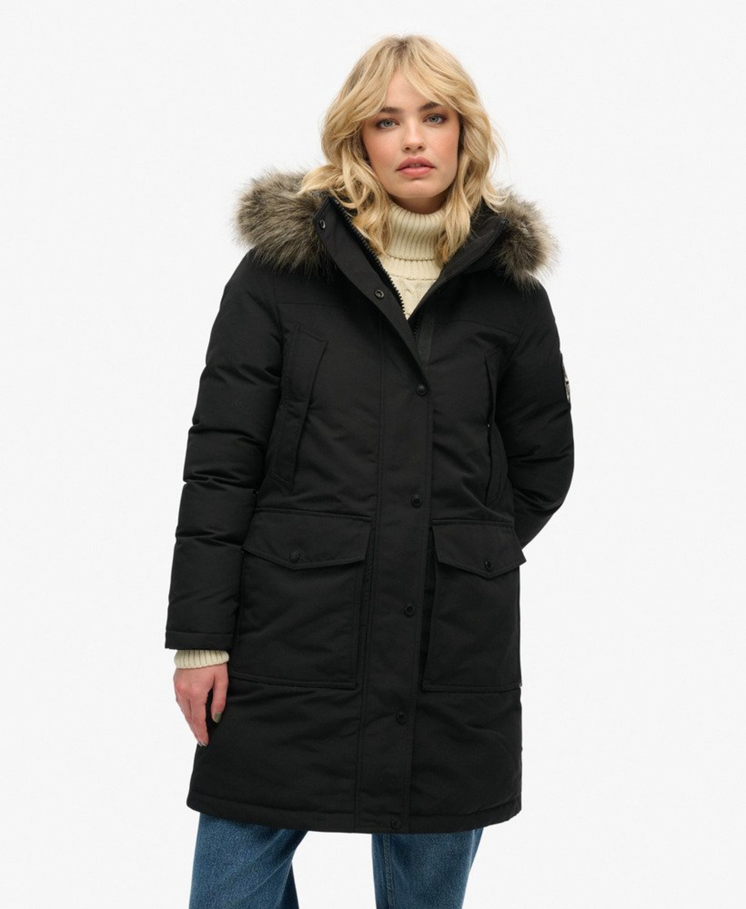 Superdry & Co Winterparka 'Everest' in Zwart: voorkant