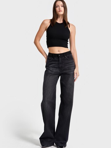 IT'S BASIC Wide leg Jeans 'Wide Mid Rise Jeans - Slate' in Black