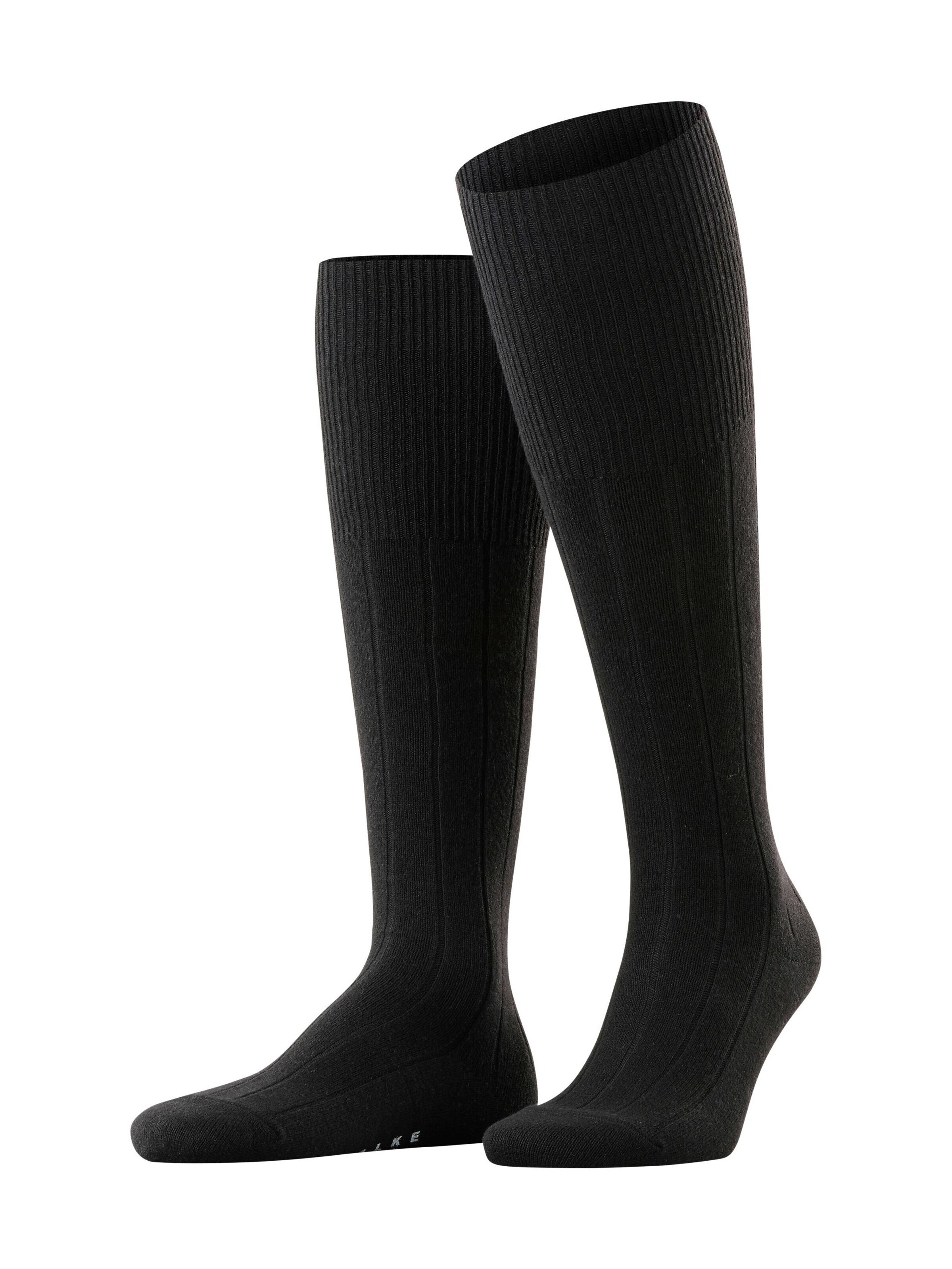 FALKE Kniestrümpfe 'Lhasa Rib'‌‌‌ in Schwarz: Vorderseite
