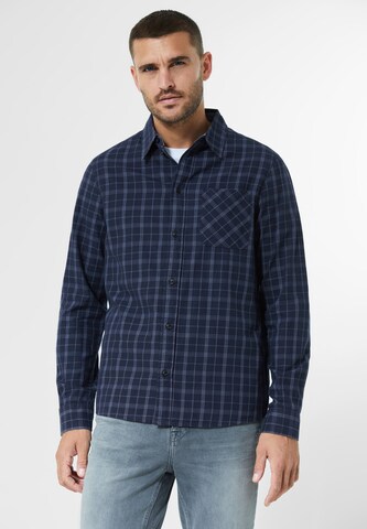 Street One MEN Comfort fit Button Up Shirt in Blue: front